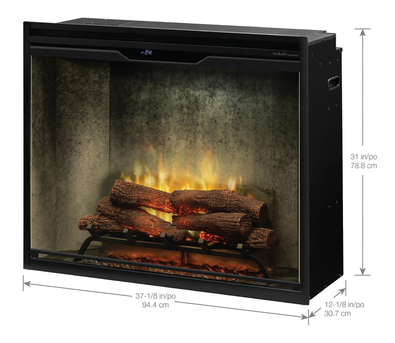 Dimplex Revillusion Portrait 36-Inch Built-In Electric Firebox With Glass & Plug Kit Weathered Concrete - RBF36PWC-FG