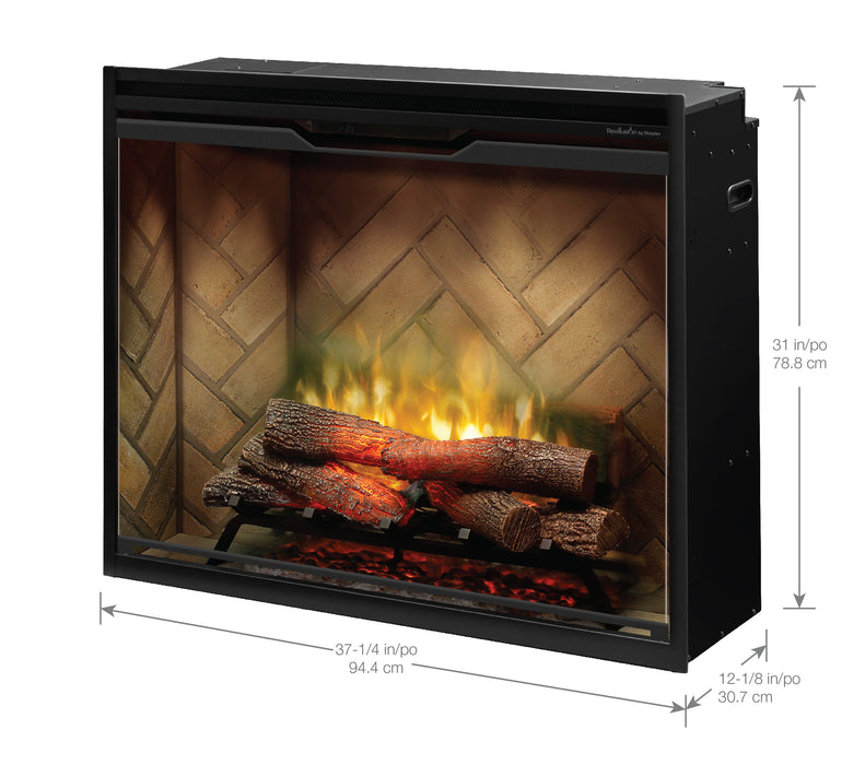 Dimplex Revillusion Portrait 36-Inch Built-In Electric Firebox With Glass & Plug Kit Herringbone Brick - RBF36P-FG