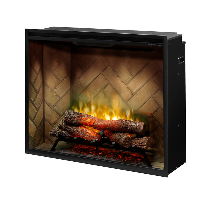 Dimplex Revillusion Portrait 36-Inch Built-In Electric Firebox With Glass & Plug Kit Herringbone Brick - RBF36P-FG