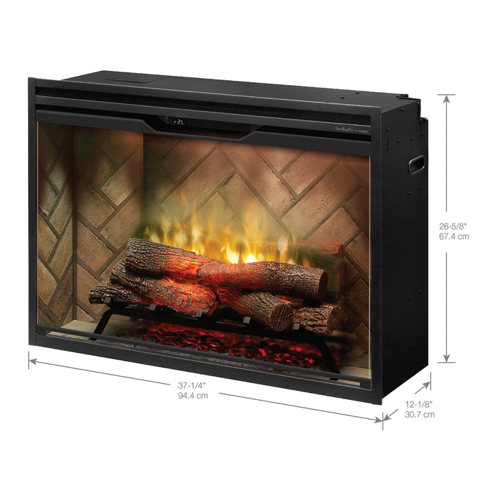 Dimplex Revillusion 36-Inch Built-In Electric Firebox With Glass & Plug Kit Herringbone Brick - RBF36-FG