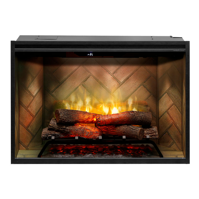 Dimplex Revillusion 36-Inch Built-In Electric Firebox With Glass & Plug Kit Herringbone Brick - RBF36-FG