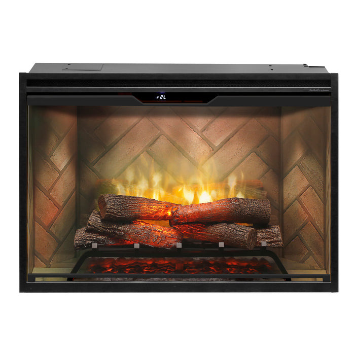 Dimplex Revillusion 36-Inch Built-In Electric Firebox With Glass & Plug Kit Herringbone Brick - RBF36-FG