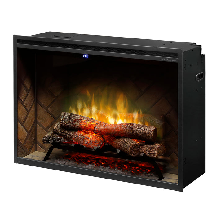 Dimplex Revillusion 36-Inch Built-In Electric Firebox With Glass & Plug Kit Herringbone Brick - RBF36-FG