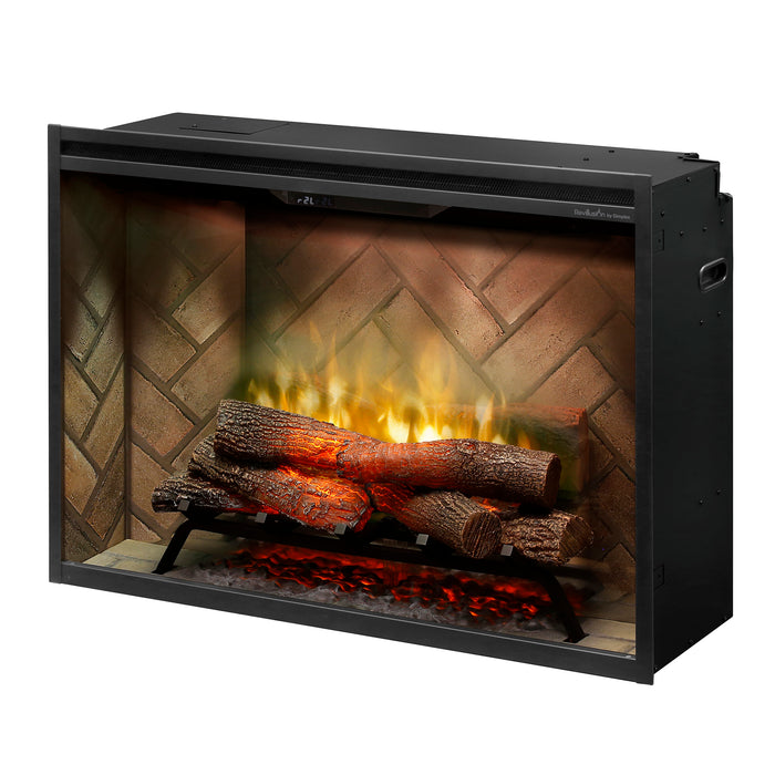 Dimplex Revillusion 36-Inch Built-In Electric Firebox With Glass & Plug Kit Herringbone Brick - RBF36-FG