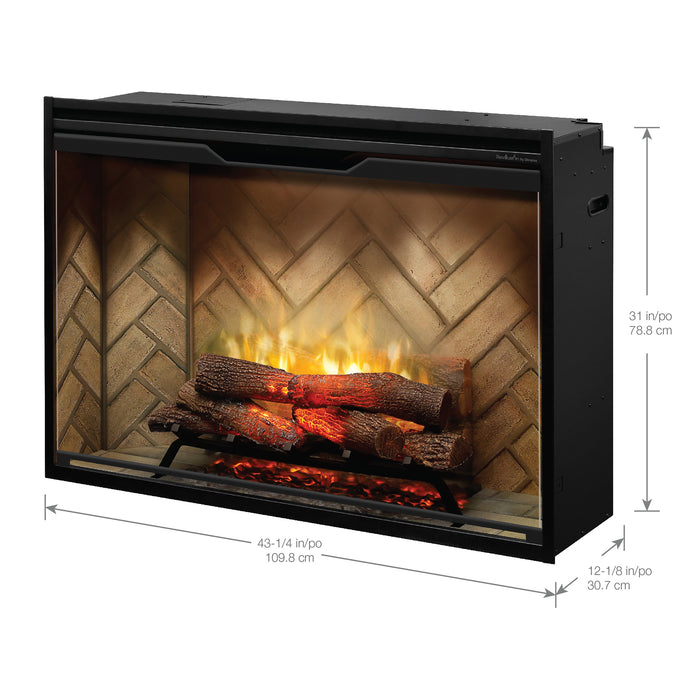 Dimplex Revillusion 42-Inch Built-In Electric Firebox With Glass & Plug Kit Herringbone Brick - RBF42-FG