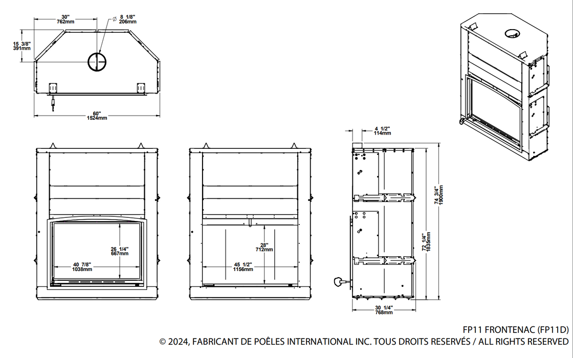 Valcourt Frontenac Wood Fireplace - FP11D