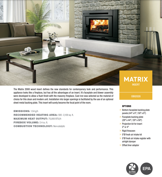 Osburn Osburn 36-Inch Matrix Wood Burning Fireplace Insert With 30% Tax Credit Eligibility - OB02028