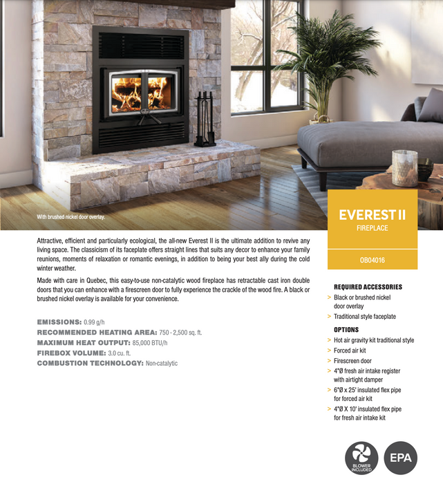 Osburn 42-Inch Everest II Wood Burning Fireplace - OB04016