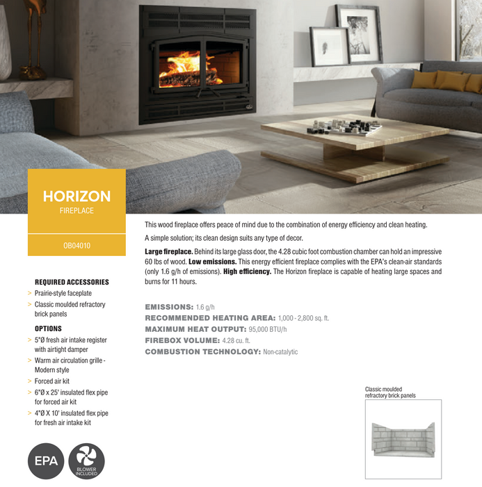 Osburn 51-Inch Horizon Wood Burning Fireplace - OB04010