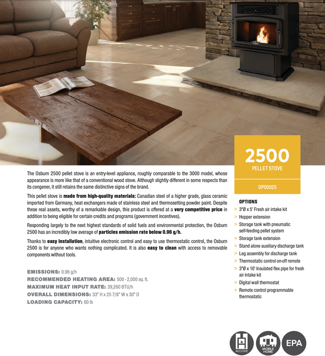 Osburn 2500 Pellet Stove - OP00025