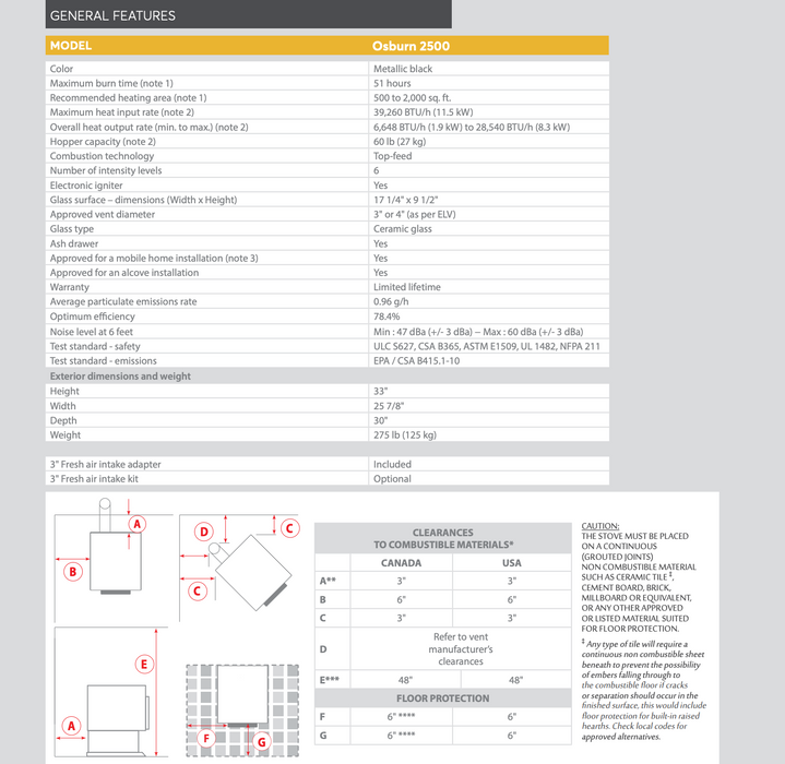 Osburn 2500 Pellet Stove - OP00025