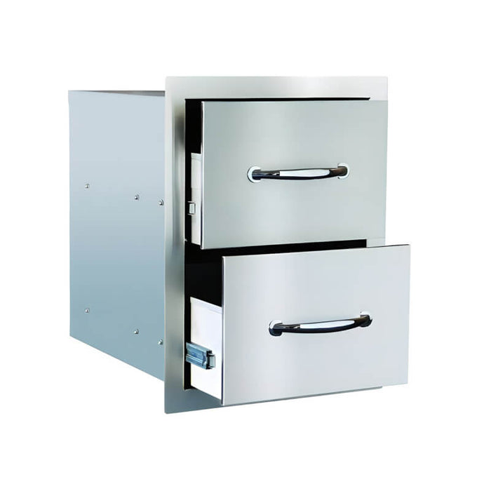 Summerset 17-Inch Stainless Steel Flush Mount Double Access Drawer - SSDR2-17