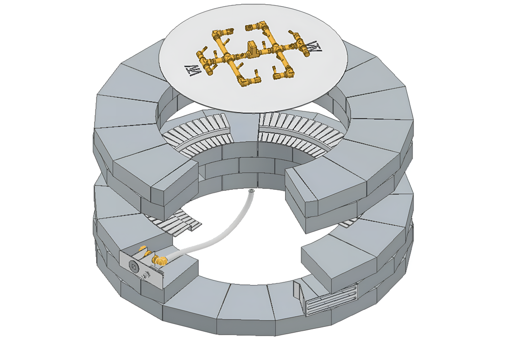 Warming Trends High Format Belvedere Specialized Paver Fire Pit Kit With Crossfire Original Brass Burner & 36-Inch Circular Aluminum Plate