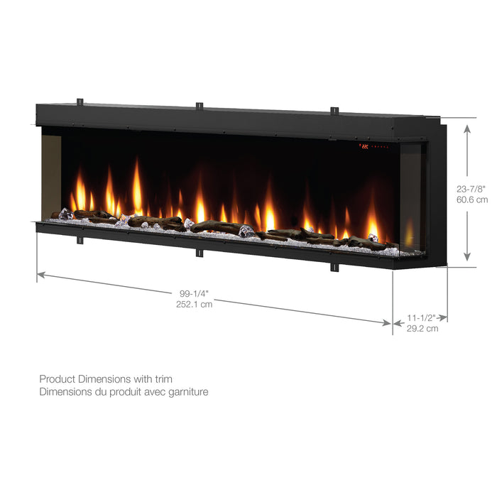 Dimplex IgniteXL Bold 100-Inch Smart Linear Multi-Side View Built-In Electric Fireplace - XLF10017-XD