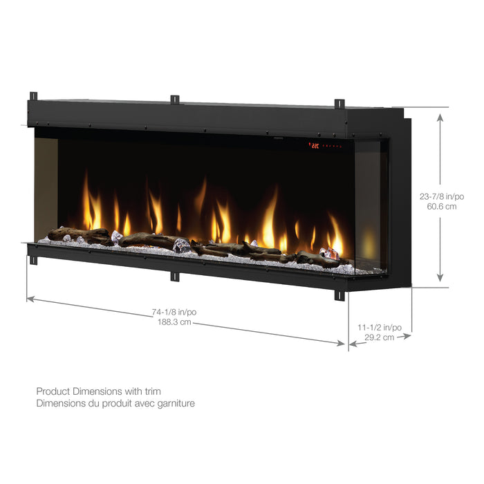 Dimplex IgniteXL Bold 74-Inch Smart Linear Multi-Side View Built-In Electric Fireplace - XLF7417-XD