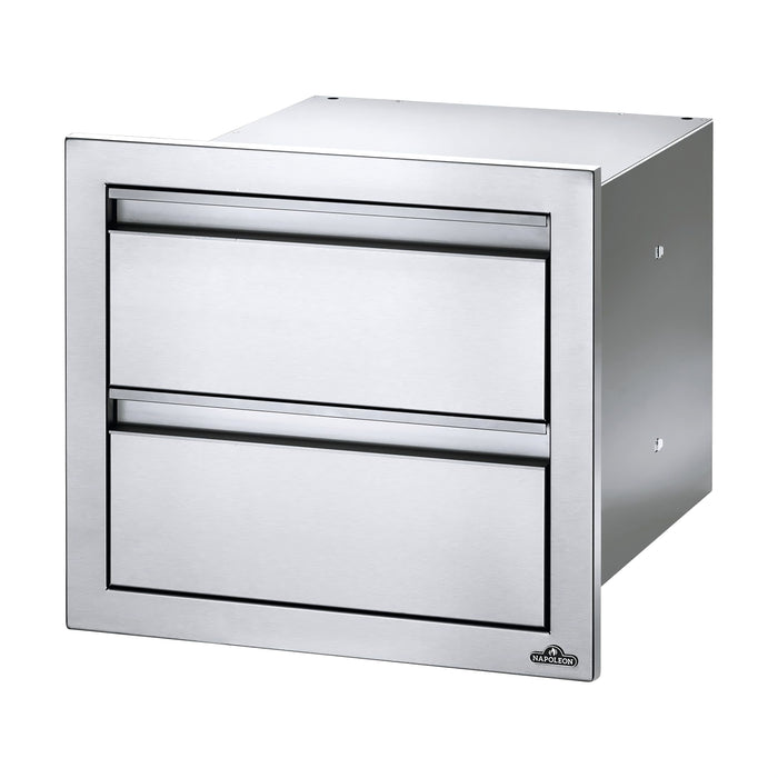 Napoleon 18x16-Inches Stainless Steel Double Drawer - BI-1816-2DR