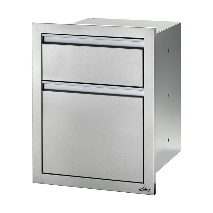 Napoleon 18x24-Inches Stainless Steel Double Drawer With Waste Bin - BI-1824-1W