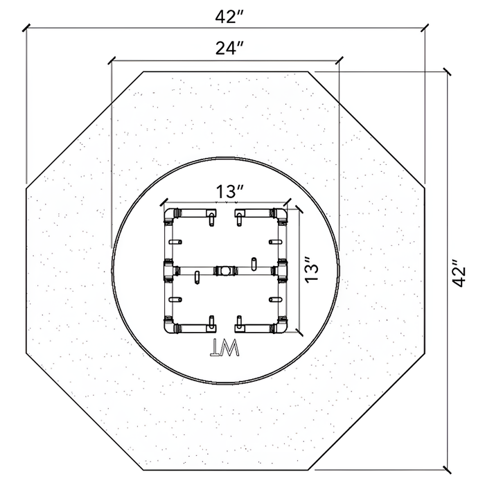 Warming Trends 42x18-Inch Crossfire FO Octagon Aluminum Frame With Concrete Board Attached Ready-To-Finish Fire Pit Kit