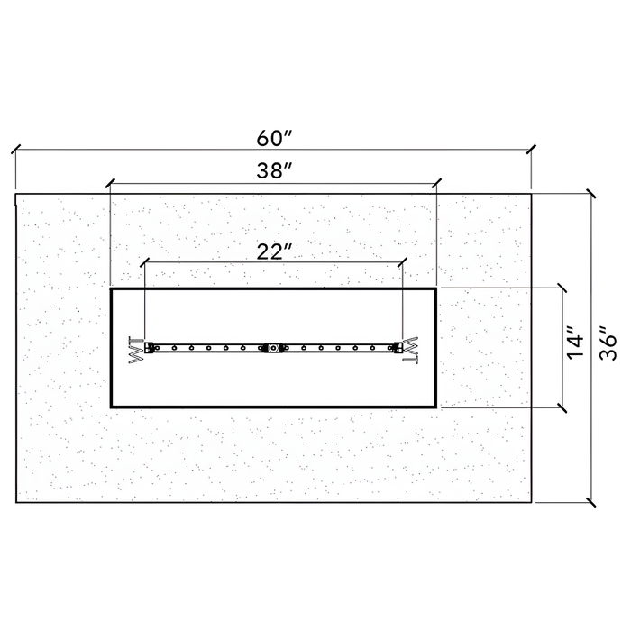 Warming Trends 60x36x18-Inch Crossfire FR Rectangular Linear Aluminum Frame With Concrete Board Attached Ready-To-Finish Fire Pit Kit