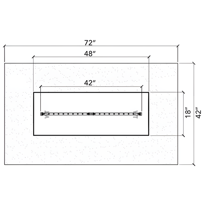 Warming Trends 72x42x18-Inch Crossfire FR Rectangular Linear Aluminum Frame With Concrete Board Attached Ready-To-Finish Fire Pit Kit