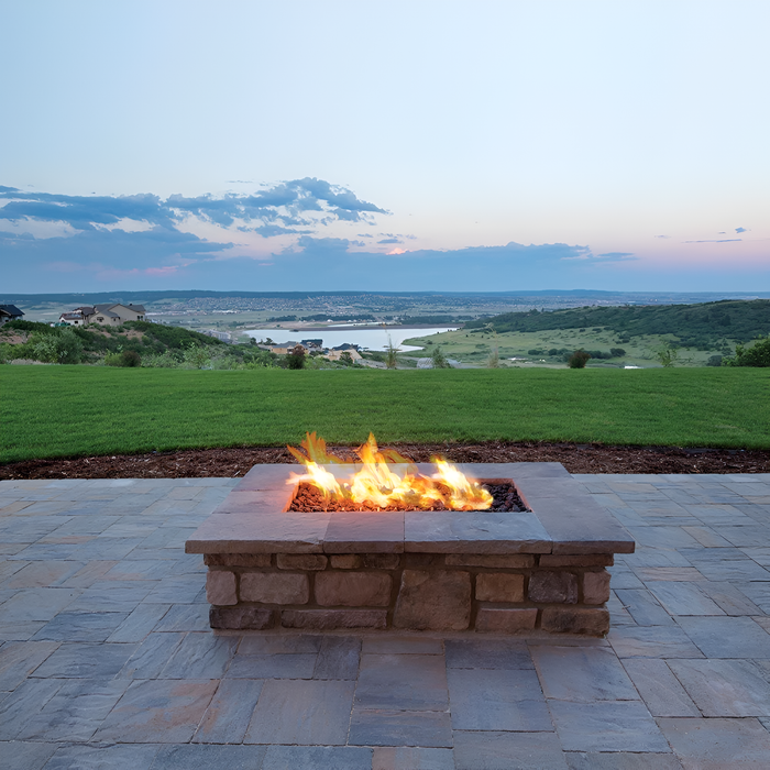 Warming Trends Polycor Square Specialized Paver Kit With Crossfire Brass Burner & 28" Square Aluminum Plate