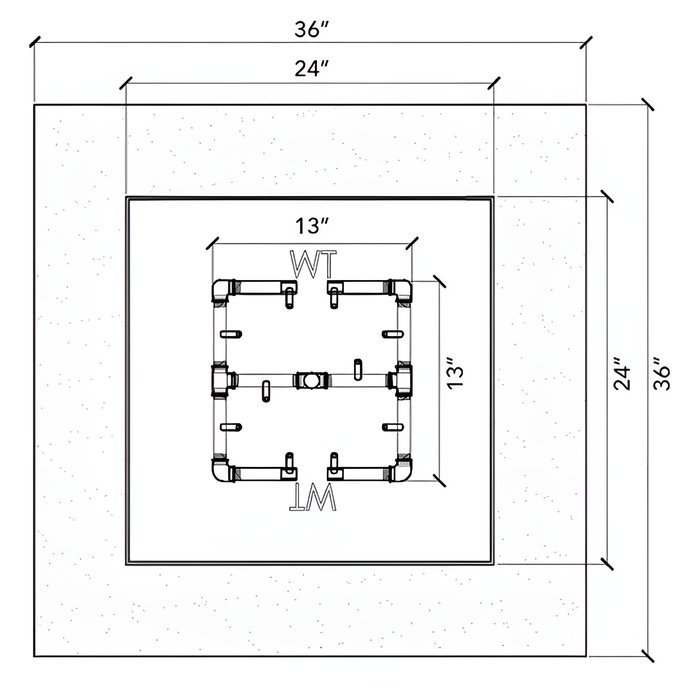 Warming Trends 36x36x18-Inch Crossfire Square Aluminum Frame With Concrete Board Attached Ready To Finish Fire Pit Kit