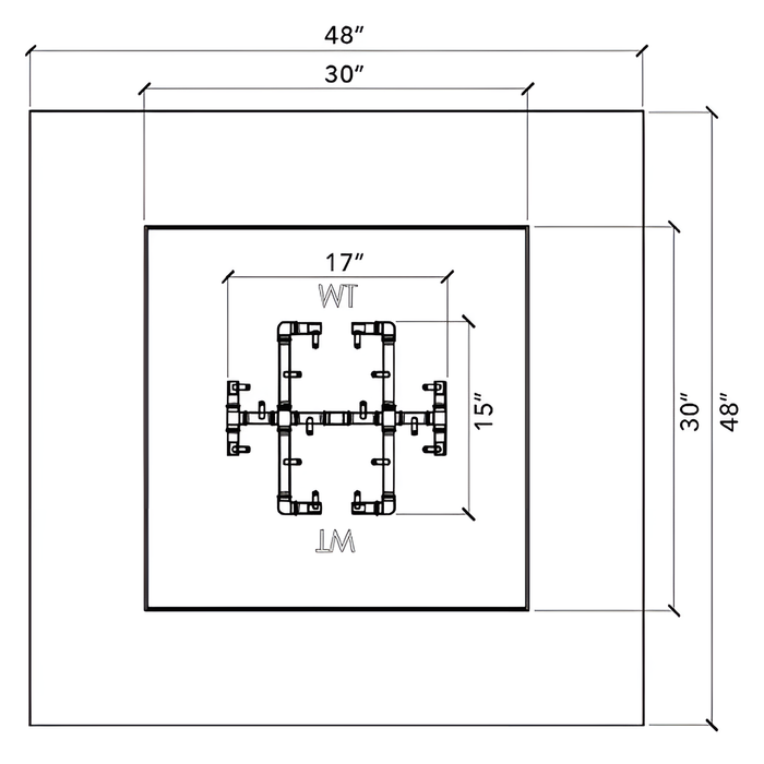 Warming Trends 48x48x18-Inch Crossfire Square Aluminum Frame With Concrete Board Attached Ready To Finish Fire Pit Kit