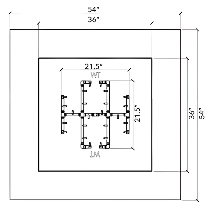 Warming Trends 54x54x18-Inch Crossfire Square Aluminum Frame With Concrete Board Attached Ready To Finish Fire Pit Kit